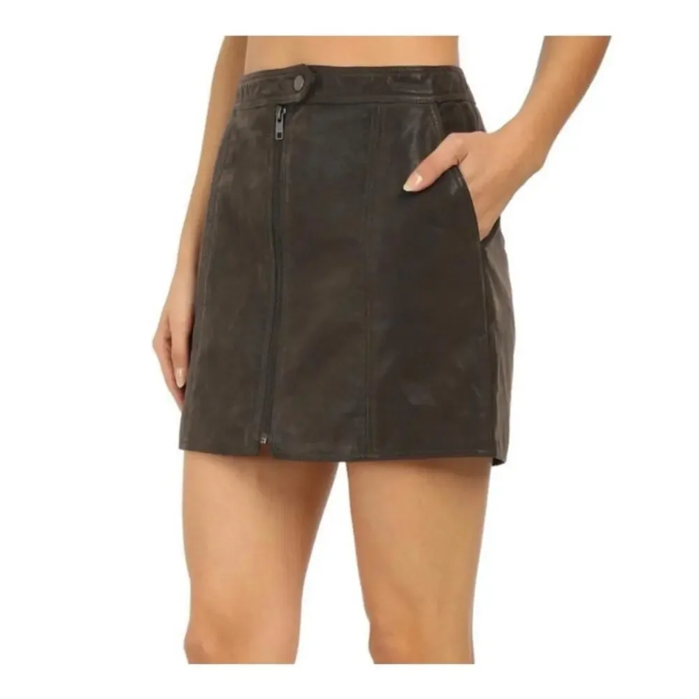 Free People Get Into the Grove Faux Suede Gray Mini Skirt size 6
